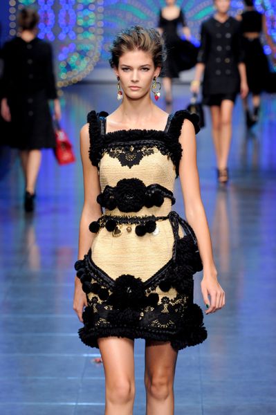 Dolce & Gabbana Spring 2012 Lace Embellished Cocktail Dress in Black - Lyst