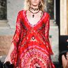 Emilio Pucci Spring 2012 Multi Print Hanging Sleeve Dress With Lace Detail  in Red - Lyst