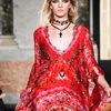 Emilio Pucci Spring 2012 Multi Print Hanging Sleeve Dress With Lace Detail  in Red - Lyst