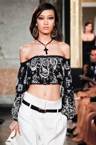 Emilio Pucci Spring 2012 Black Cropped Peasant Top With Embroidery - Lyst