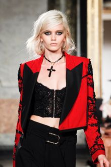 Emilio Pucci Spring 2012 Cropped Black Lace Corset Top - Lyst