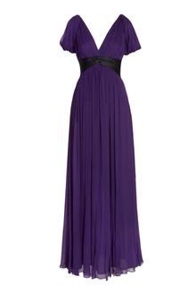 Notte By Marchesa Puprle Chiffon V Neck Gown - Lyst