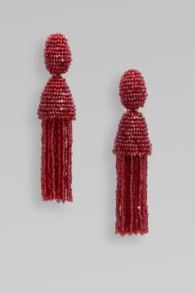 Oscar de la Renta Short Beaded Tassel Clip-on Earring - Lyst