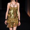 Roberto Cavalli Spring 2012 Gold Sequin Cocktail Dress With Psychedelic Multi Print Detail in Gold - Lyst