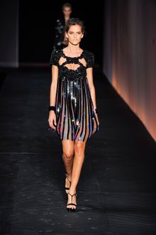 Roberto Cavalli Spring 2012 Psychedelic Multi Print Cross-Neck Dress With Black Sequins Detail - Lyst