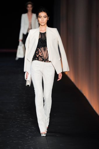 Roberto Cavalli Spring 2012 White Textured Skinny Pants - Lyst