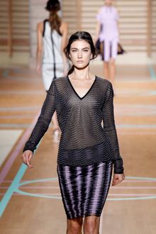 Versus  Spring 2012 Sheer V Neck Striped Knit - Lyst