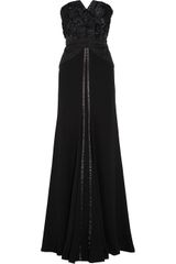 Alberta Ferretti Ribbon-embellished Silk-crepe Gown