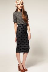 ASOS Collection Asos Pencil Skirt with Textured Polka Dots