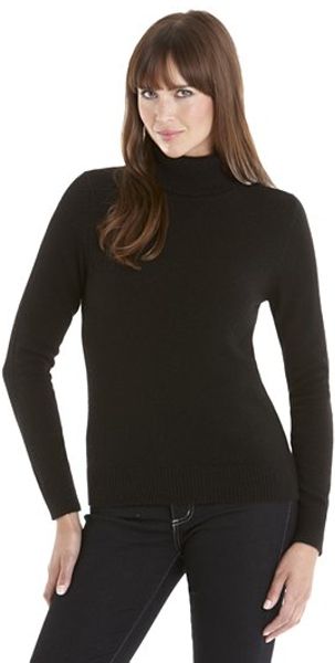 John Lewis Women Cashmere Roll Neck Jumper Black In Black 