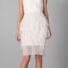 Lela Rose Chiffon Draped Bodice with Emroidered Feather Skirt in White (ivory) - Lyst