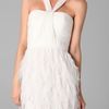 Lela Rose Chiffon Draped Bodice with Emroidered Feather Skirt in White (ivory) - Lyst