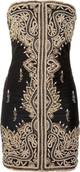 Manoush Embellished Silk Strapless Dress - Lyst