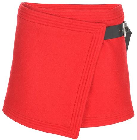 Matthew Williamson Block Colour Wool Wrap Skirt in Red - Lyst