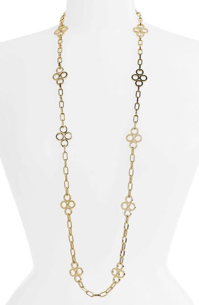 Tory Burch Large Clover Necklace in Gold | Lyst