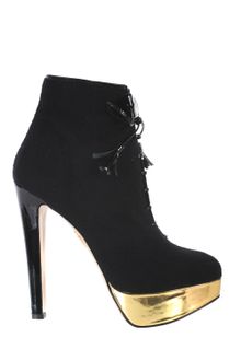 Charlotte Olympia Black Suede Lace Lydia Boots - Lyst