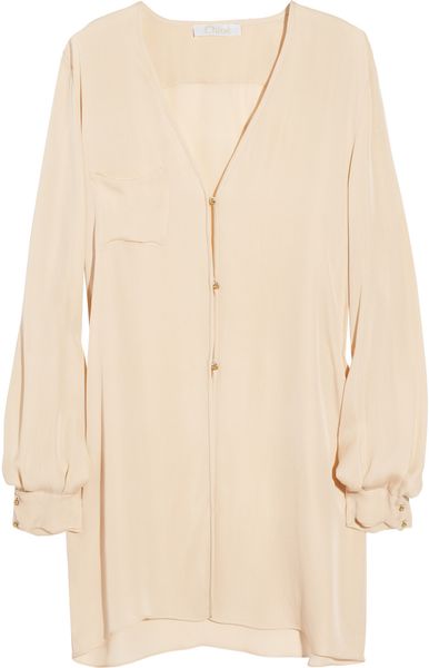 Chloé Silkcrepe Blouse in Pink (blush) - Lyst