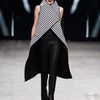Gareth Pugh Spring 2012 Black And White Long Asymmetric Sleeveless Coat With High Collar in Black - Lyst