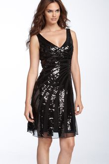 Js Collections Sequin Strip Mesh Dress - Lyst