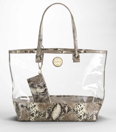 Tory Burch Clear Python Tote in Animal (natural)