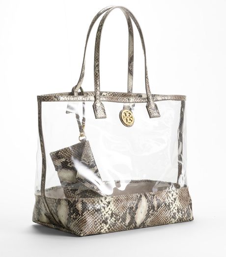 Tory Burch Clear Python Tote in Animal (natural)