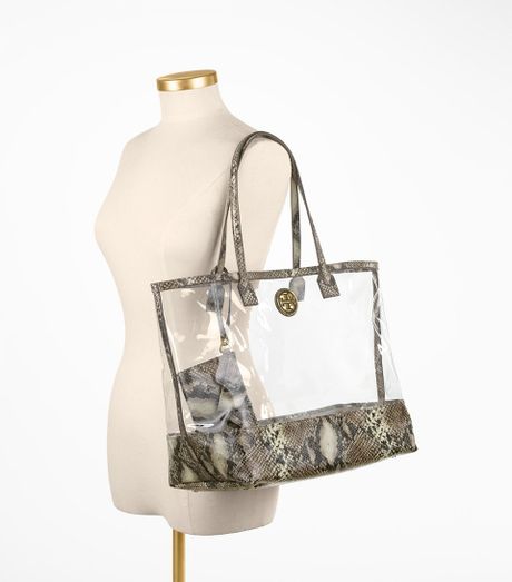 Tory Burch Clear Python Tote in Animal (natural)