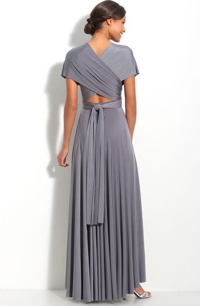 Twobirds Bridesmaid Convertible Jersey Gown in Gray (stone) - Lyst