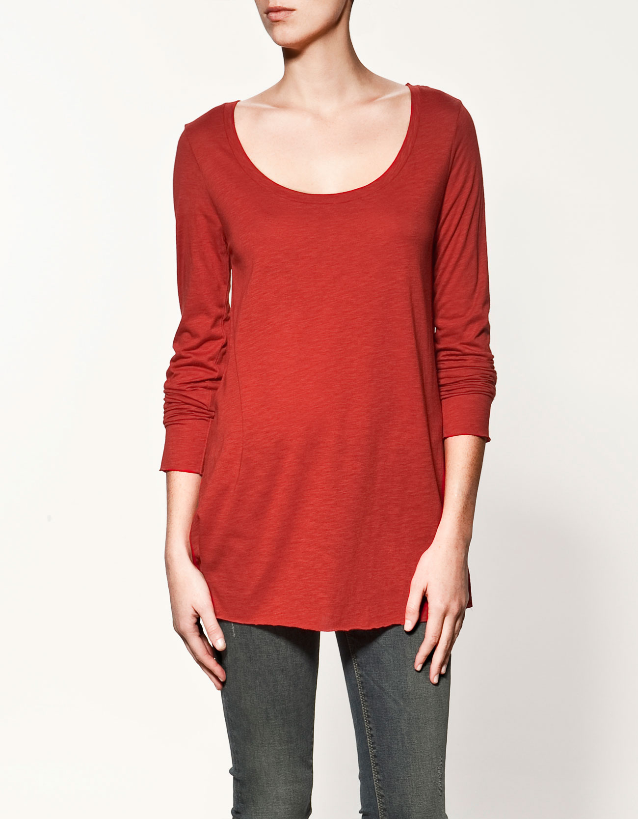 Zara Longsleeved Tshirt in Red (670) Lyst