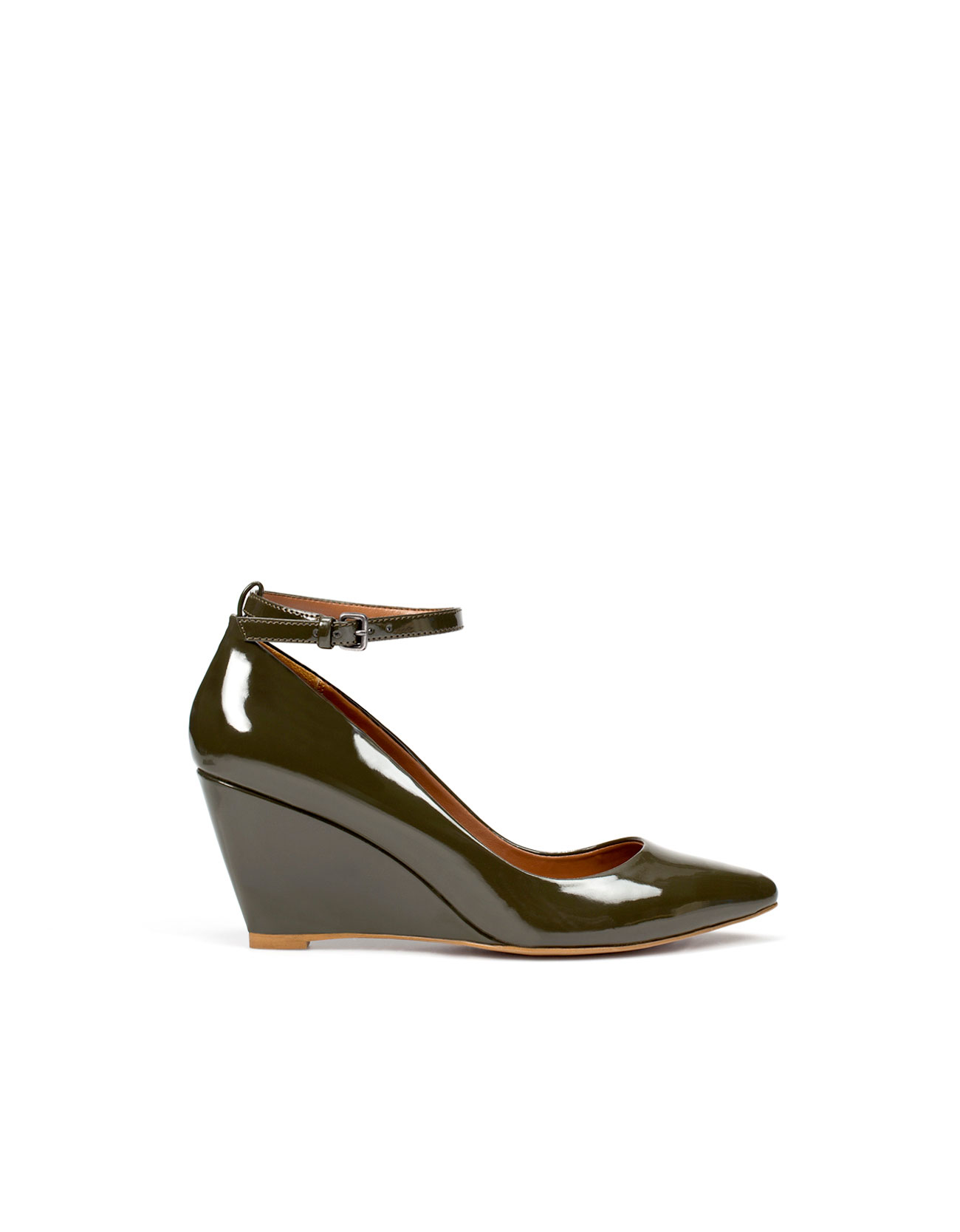 zara leather mini wedges with ankle strap