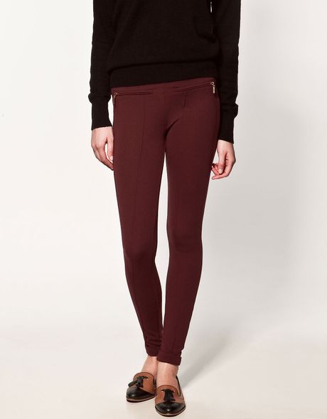 Zara Rib Leggings in Purple (maroon)