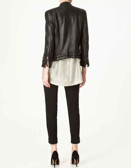 Zara Leather Jacket in White | Lyst