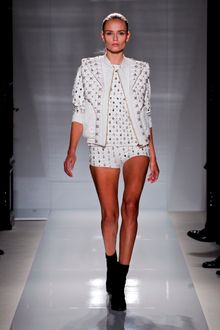 Balmain Spring 2012 White Rhinestone Studded Round Neck Top  - Lyst
