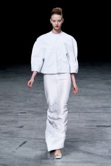 Rick Owens Spring 2012 Bright White Cropped-Sleeve Cape Jacket  - Lyst