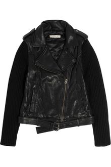 Sandro Vegas Leather and Knitted Biker Jacket - Lyst
