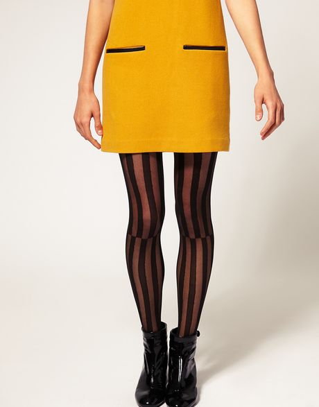 Asos Collection Asos Mismatch Stripe Tights in Black - Lyst