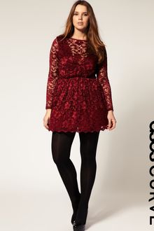 ASOS Collection Asos Curve Lace Dress with Long Sleeve - Lyst