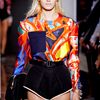 Balenciaga Spring 2012 Multicolour Silk Printed Blouse With Oversized Patch Pocket And Exaggerated Shoulders in Multicolor (blue, orange, red, white, yellow) - Lyst