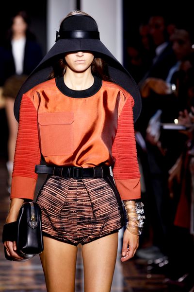 Balenciaga Spring 2012 Black And Pink Pattern High Waist Mini Short in Black (orange) - Lyst