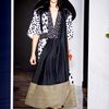 Balenciaga Spring 2012 Mid Lenght Dress With Draped Black And White Print Top And Voluminous Skirt  in Black (blue, natural, white) - Lyst