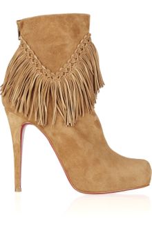 Christian Louboutin Rom 120 Fringed Suede Ankle Boots - Lyst