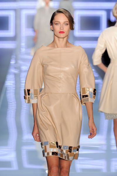 Dior Spring 2012 Leather Dress with Art Deco Embellishment in Beige (natural) - Lyst