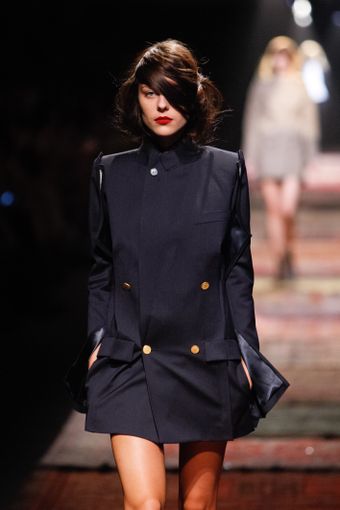 Maison Martin Margiela Spring 2012 Deconstructed Double Breasted Short Coat In Navy Blue - Lyst