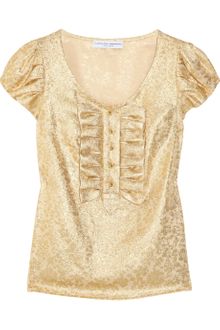 Carolina Herrera Metallic Silk-lamé Top - Lyst