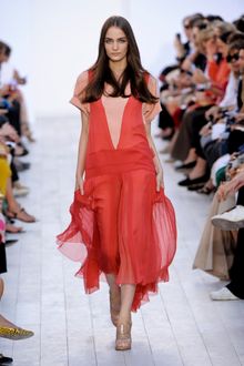 Chloé Spring 2012 Blood Orange Pleated Day Dress - Lyst