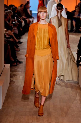 Hermes Spring 2012 Burnt Orange Suede & Leather Detail Overcoat - Lyst
