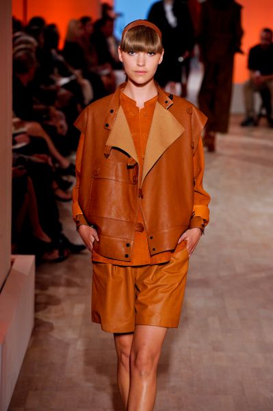 Hermes Spring 2012 Leather Sleeveless Jacket in Orange - Lyst