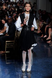 Jean Paul Gaultier Spring 2012 White Open-Sleeve Collarless Tunic - Lyst