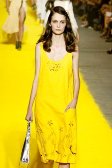 Sonia Rykiel Spring 2012 Yellow Linen Sundress with 'Divine' embroidery - Lyst