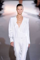 Stella McCartney Spring 2012 Soft Tailored Collar-less Jacket With Three-Dimensional Swirls Of Corded Embroidery In White