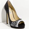 Oscar De La Renta Satin Sequin Pump in Black (black/ white) - Lyst